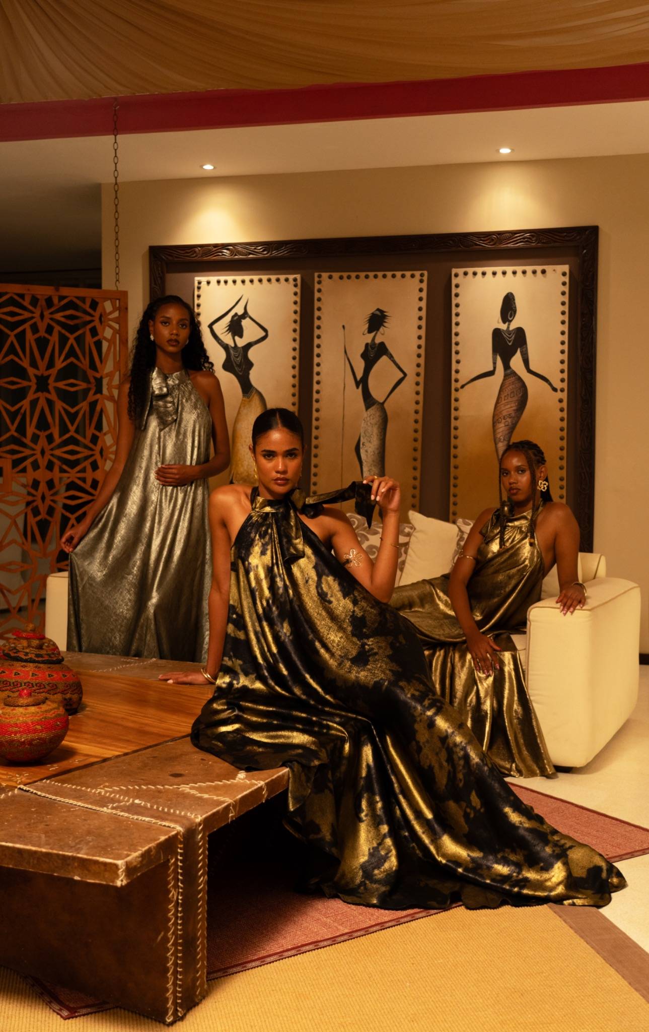 Moonlit Metal Gown - Halter Neck Dress- Maxi Dress