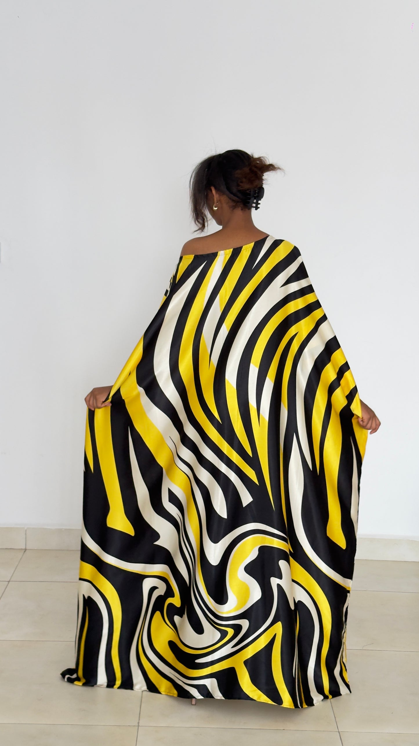 Electric Swirl Kaftan - Silk Maxi Dress