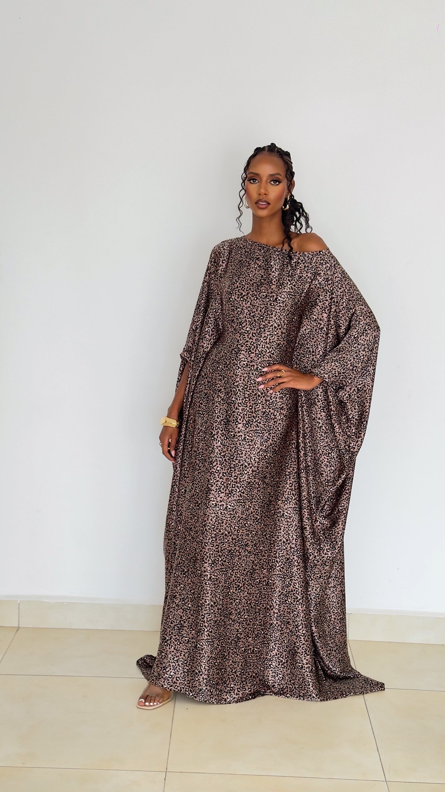 Plum Leopard Kaftan (Dress)-Maxi Dress