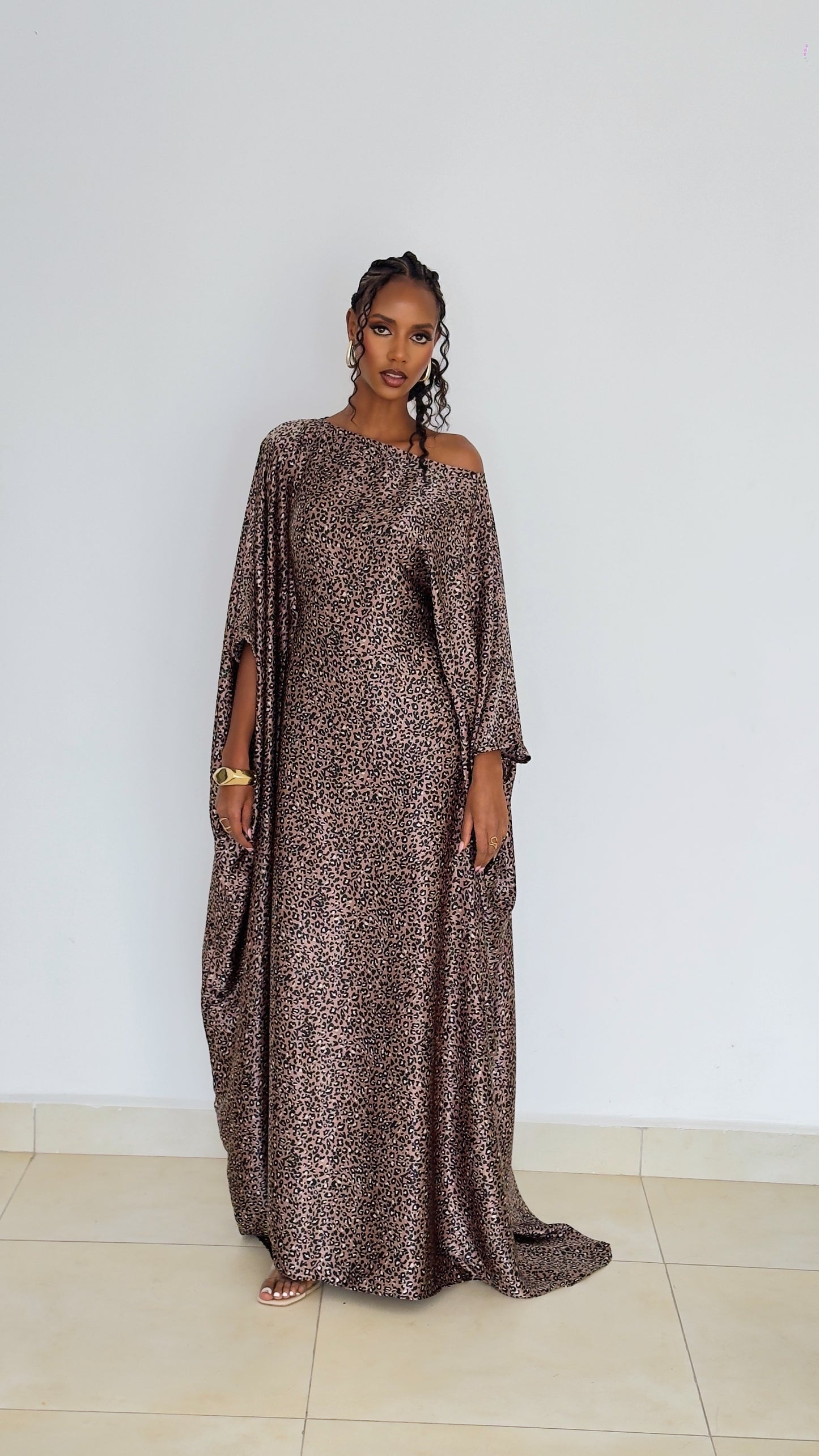 Plum Leopard Kaftan (Dress)-Maxi Dress