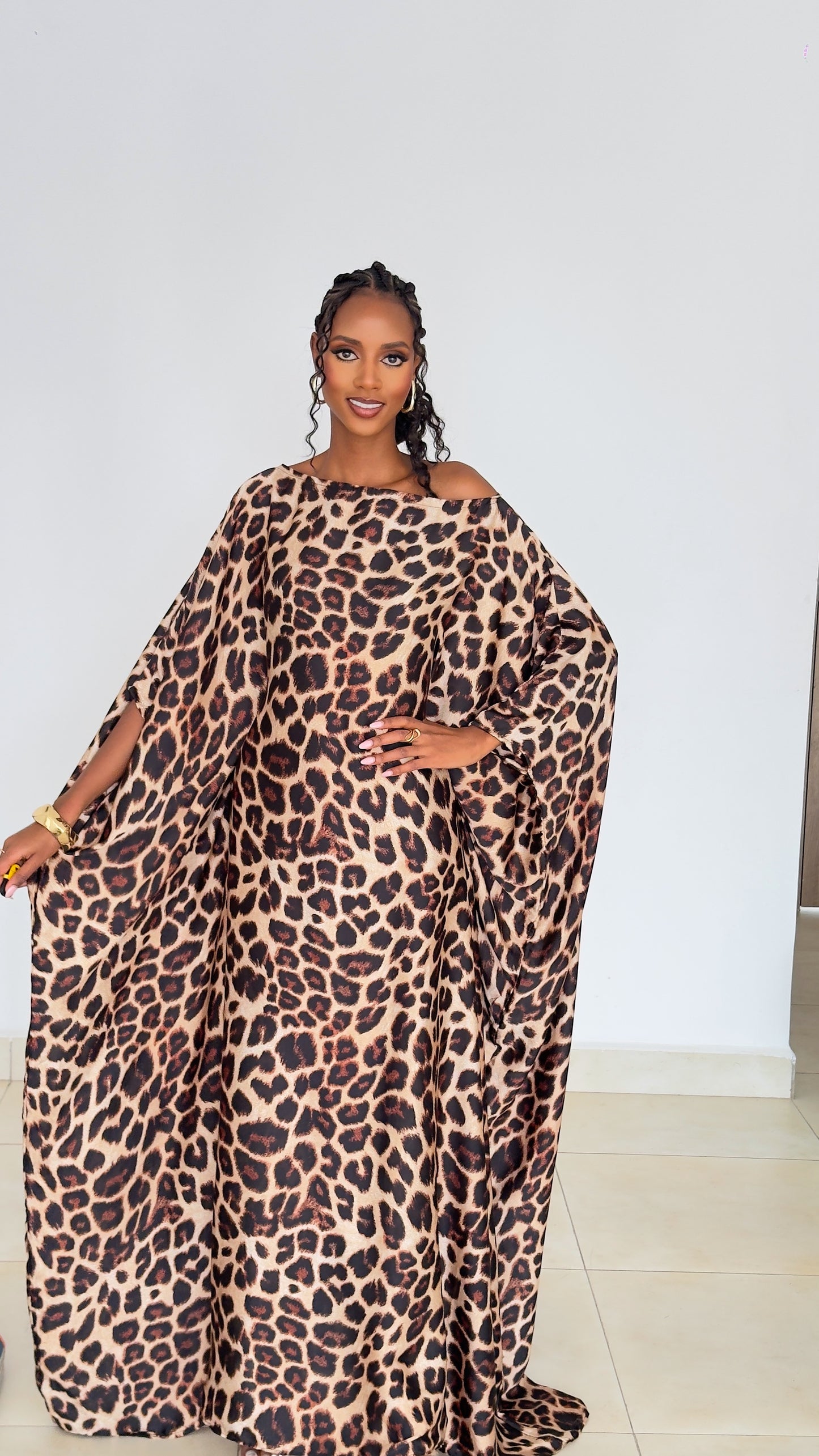 Ember Leopard Kaftan - Silk Maxi Dress
