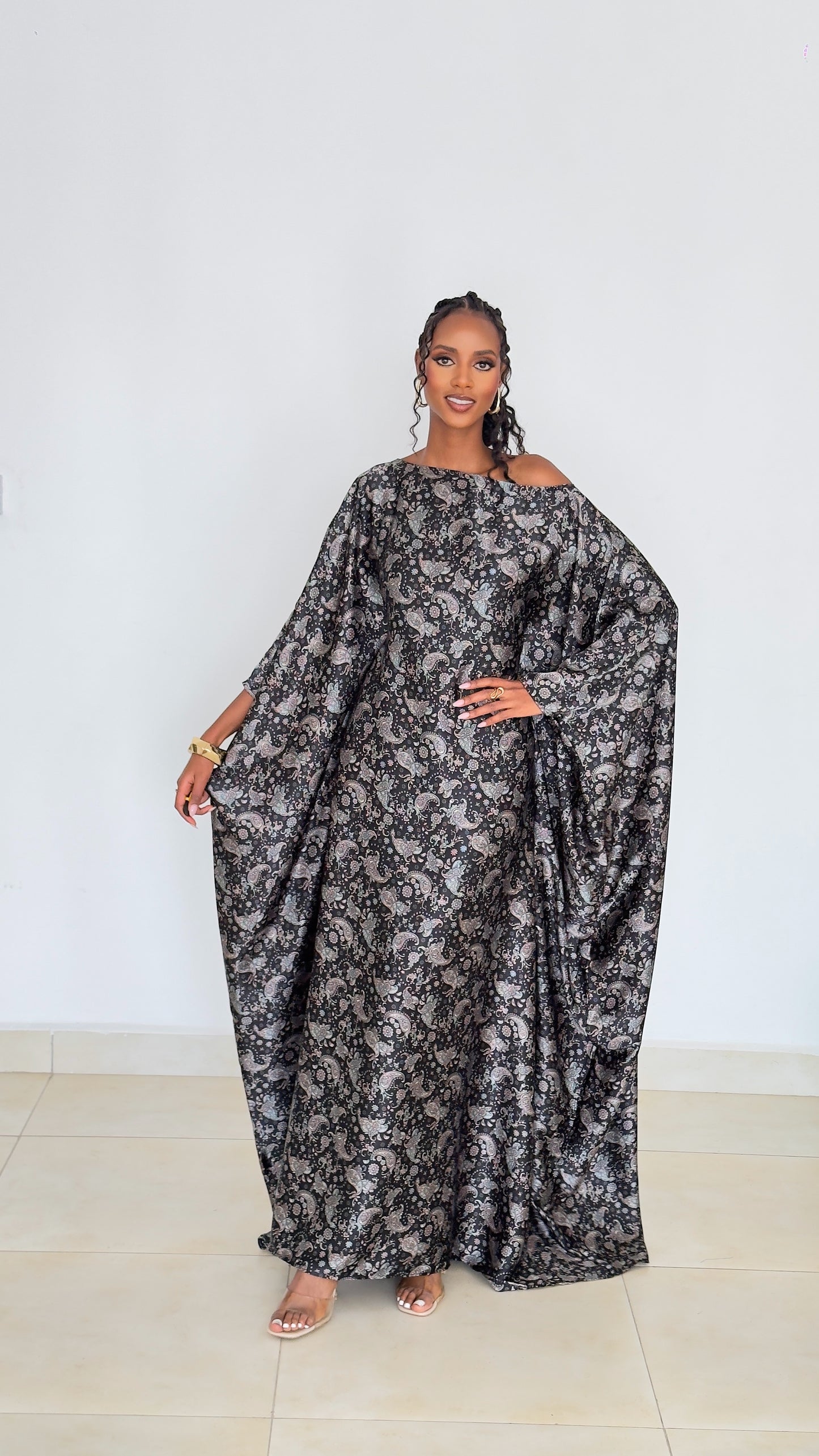 Midnight Paisley Kaftan (Dress)-Maxi Dress