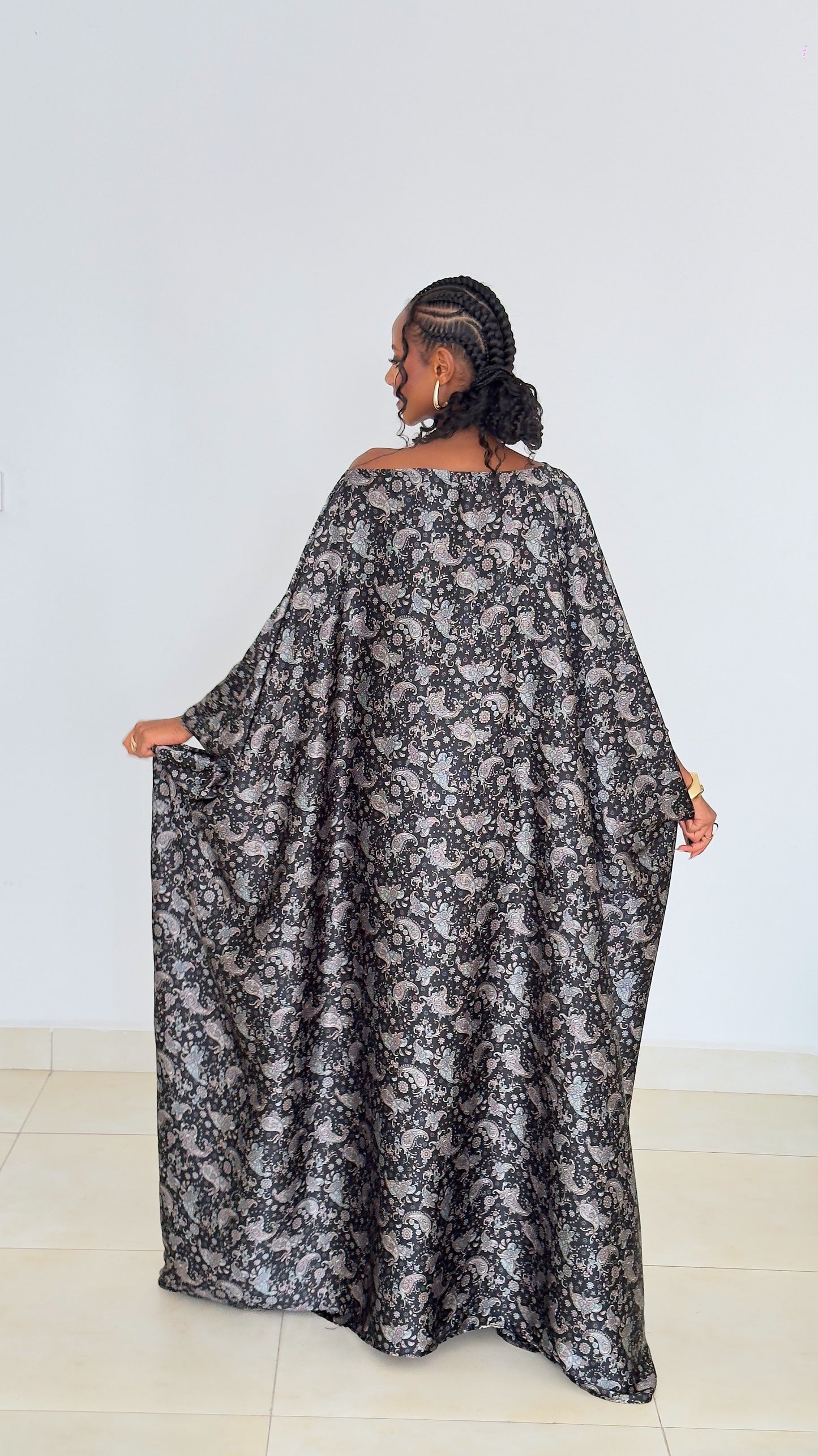 Midnight Paisley Kaftan (Dress)-Maxi Dress