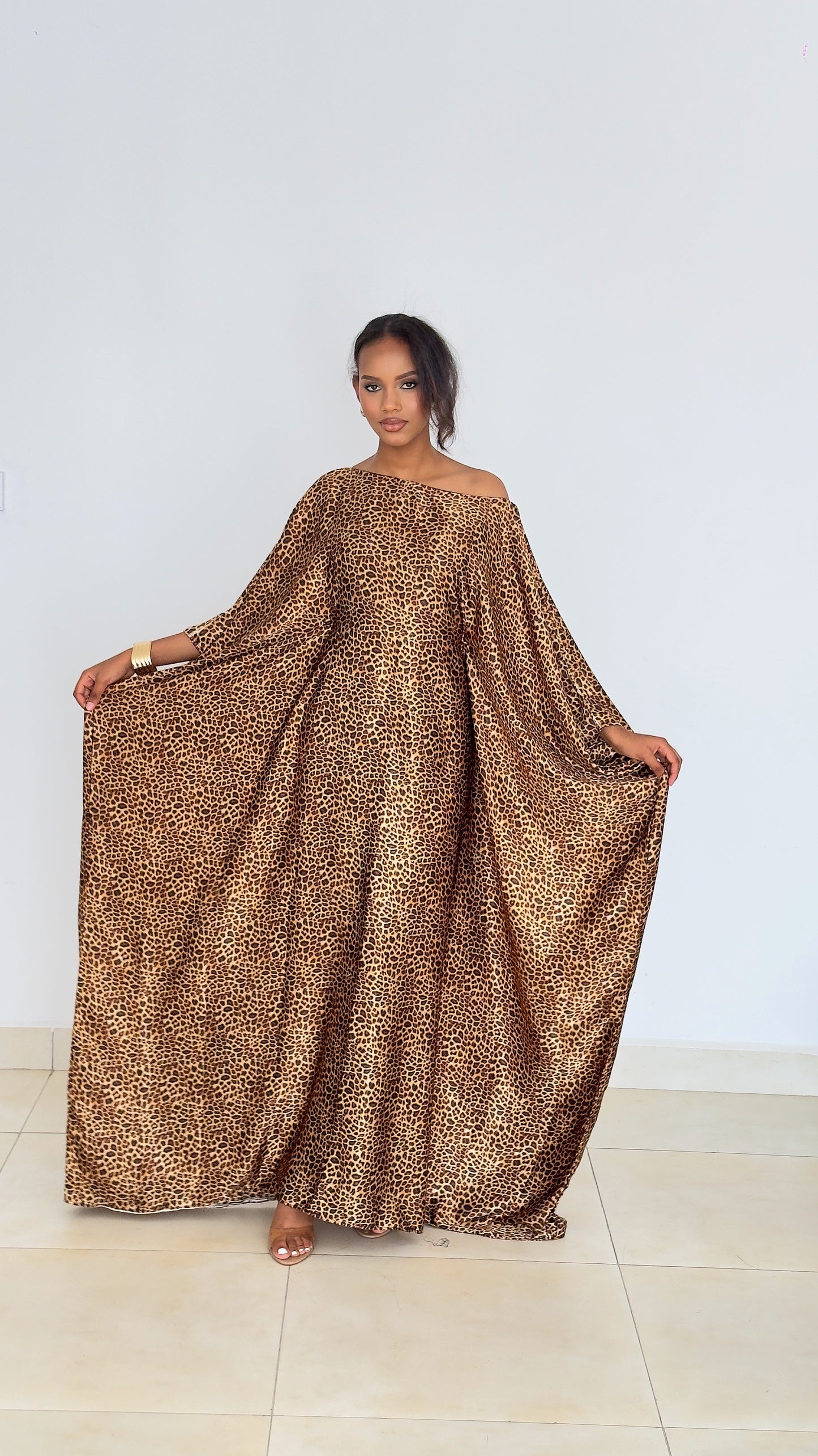 Savannah Leopard Kaftan (Dress)-Maxi Dress