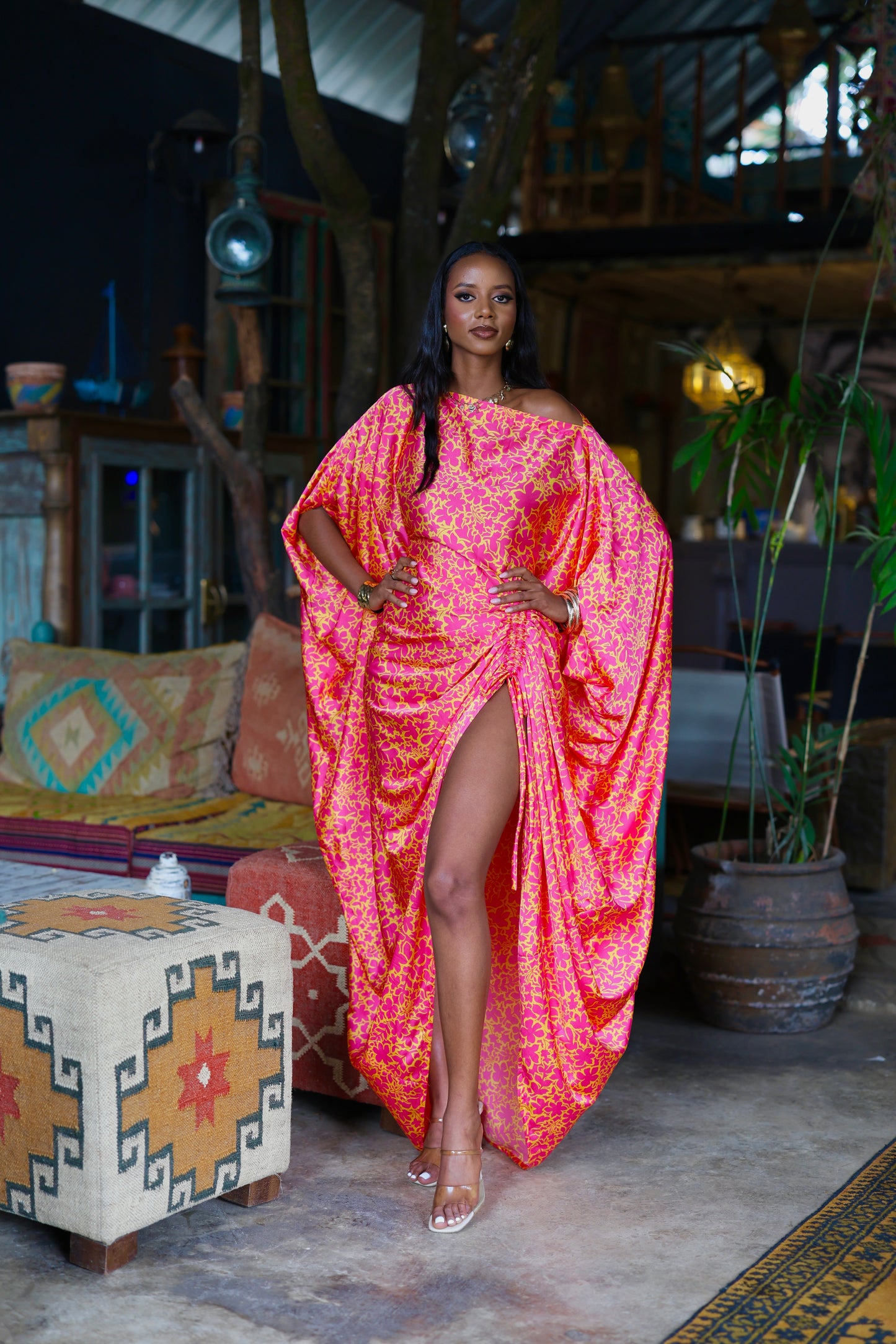 Pink Tide Derac - Silk Maxi Dress