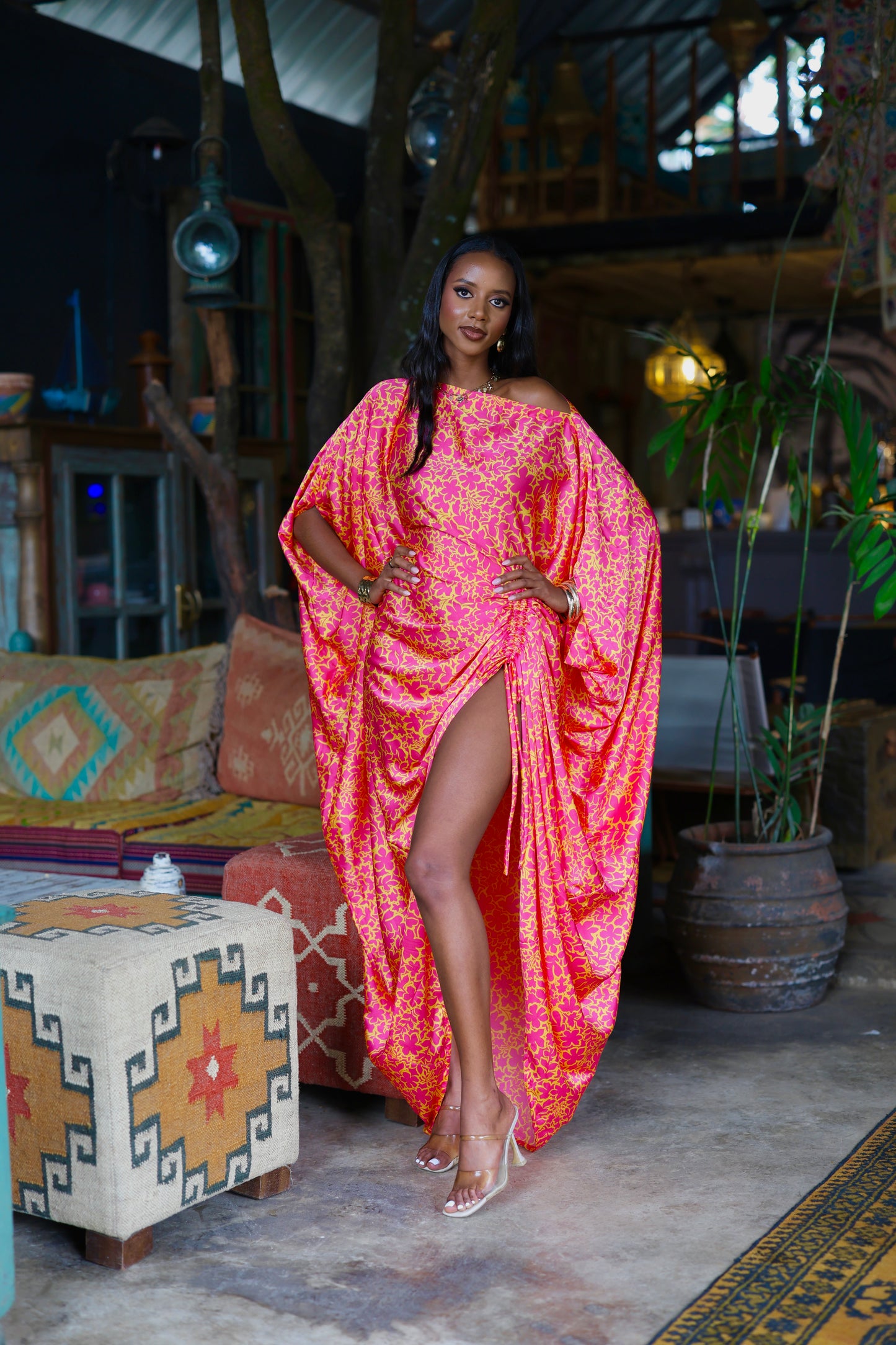Pink Tide Derac - Silk Maxi Dress
