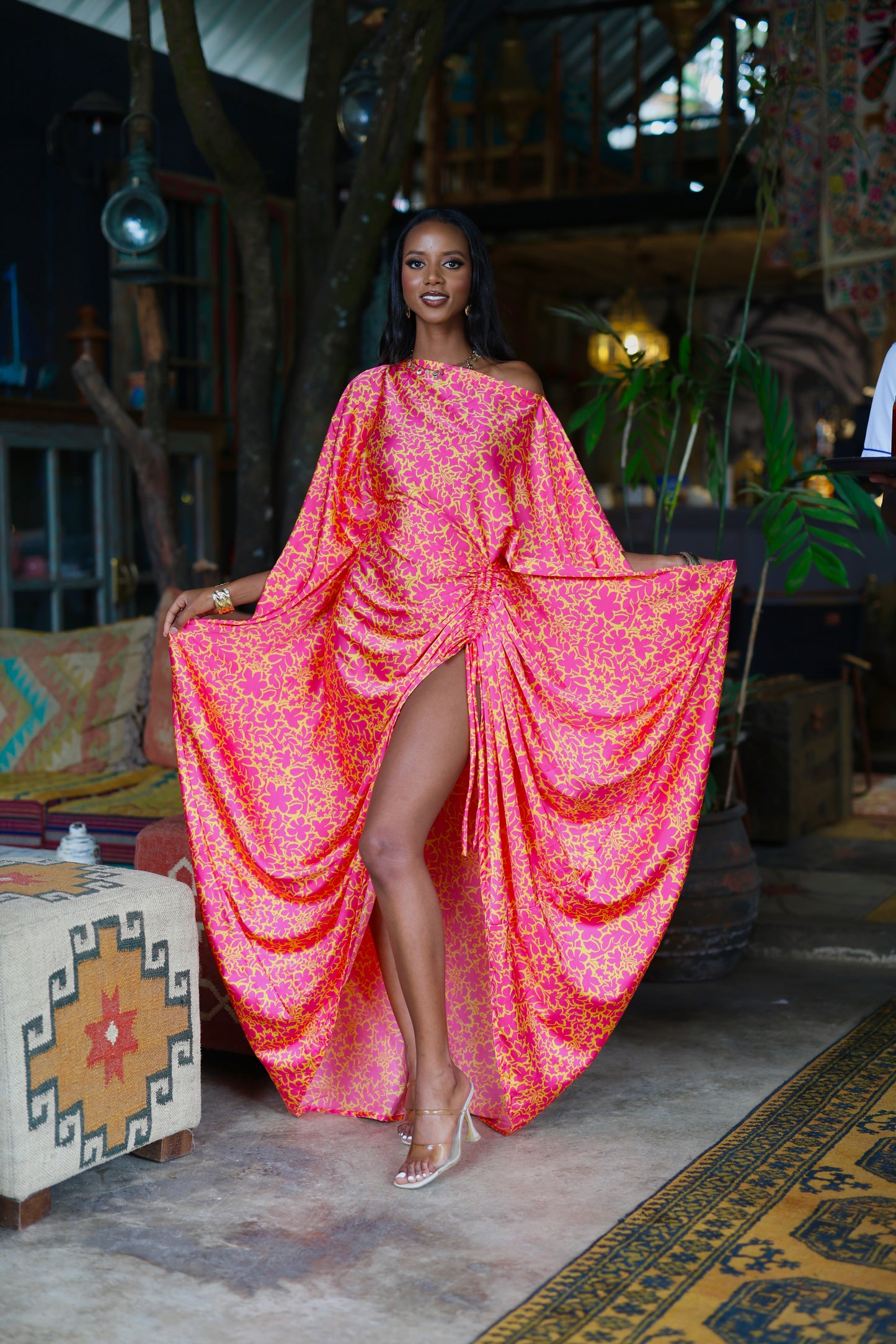 Pink Tide Derac - Silk Maxi Dress
