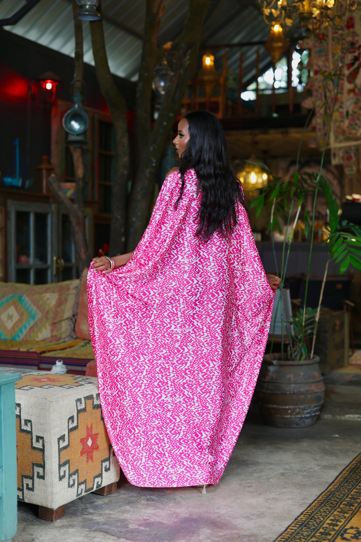 Pink Wave Derac - Silk Maxi Dress