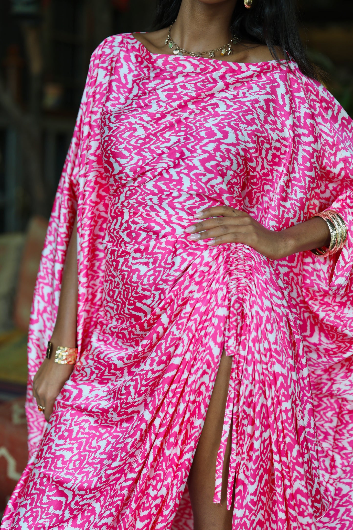 Pink Wave Derac - Silk Maxi Dress