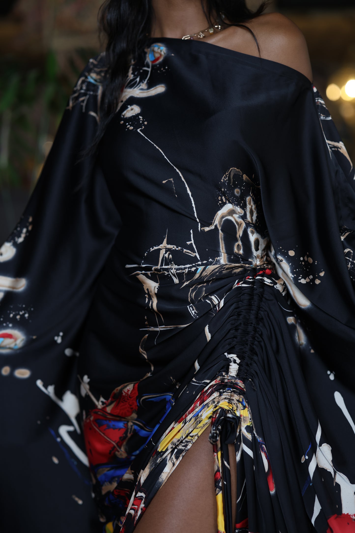 Ink Storm Derac - Silk Maxi Dress