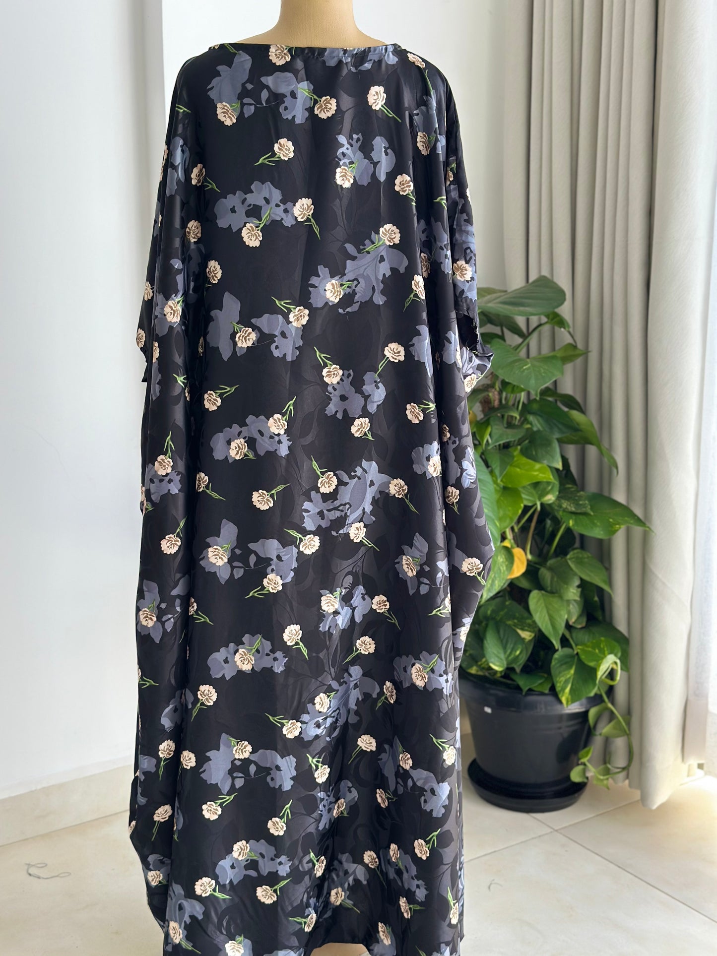 Midnight Blossom Kaftan - Silk Maxi Dress