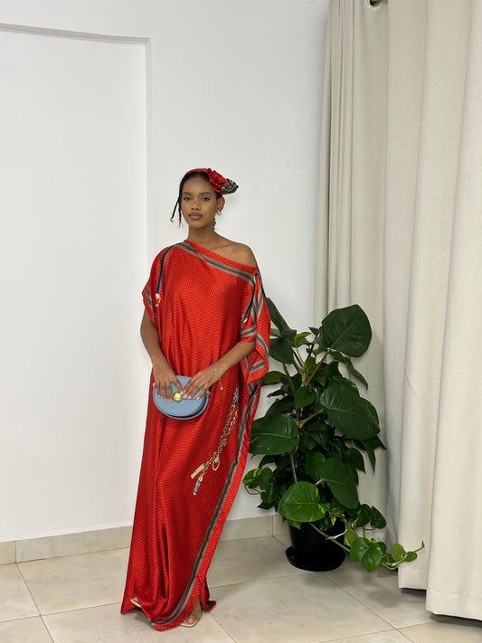Crimson Charm Dera- Maxi Dress