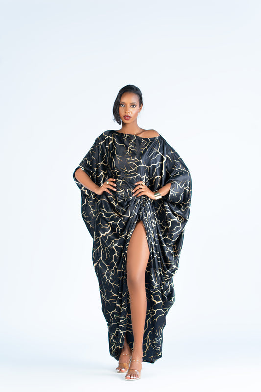 Midnight Lightning Kaftan - Silk Maxi Dress