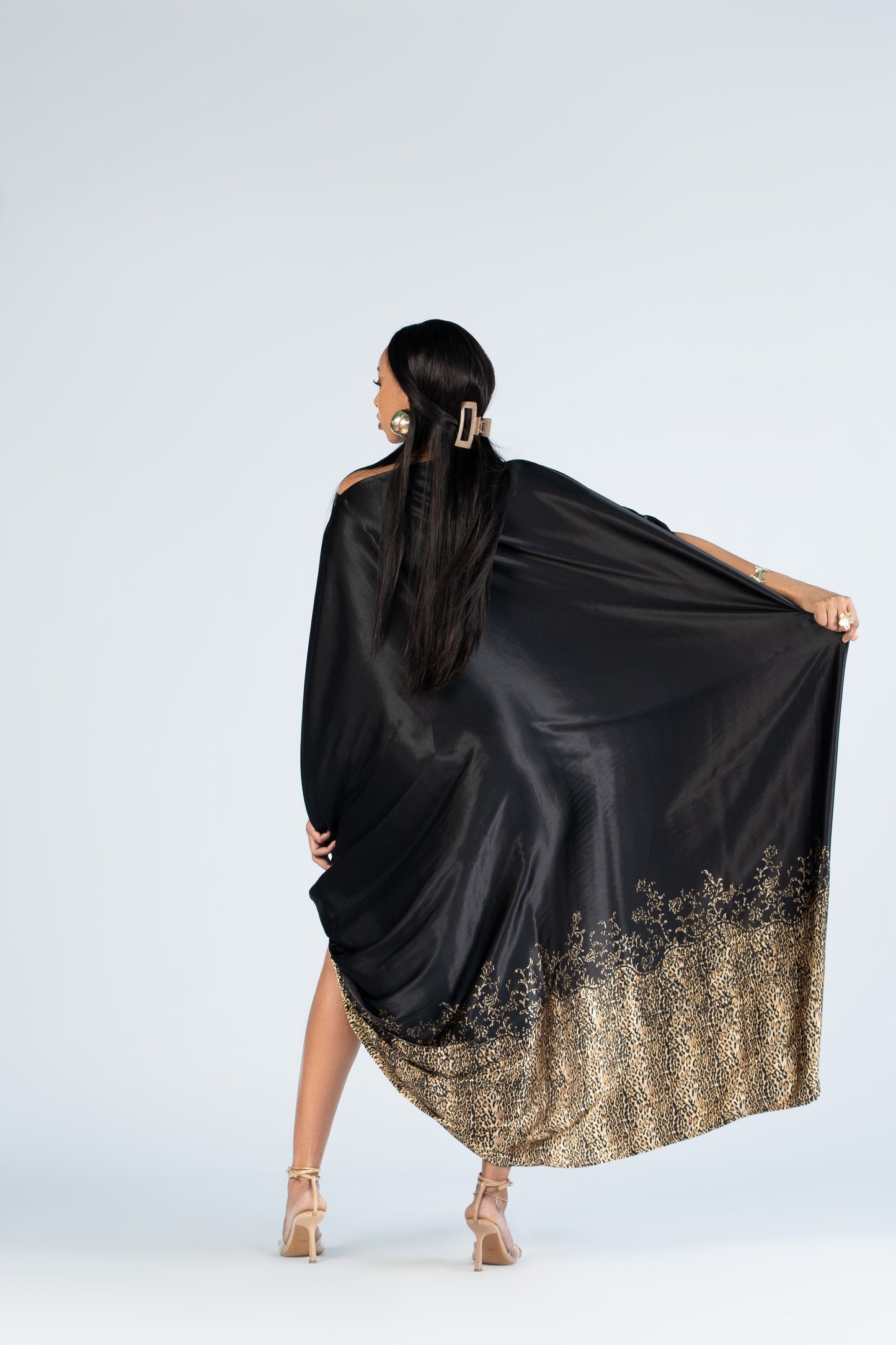Noir Mirage Kaftan - Silk Maxi Dress
