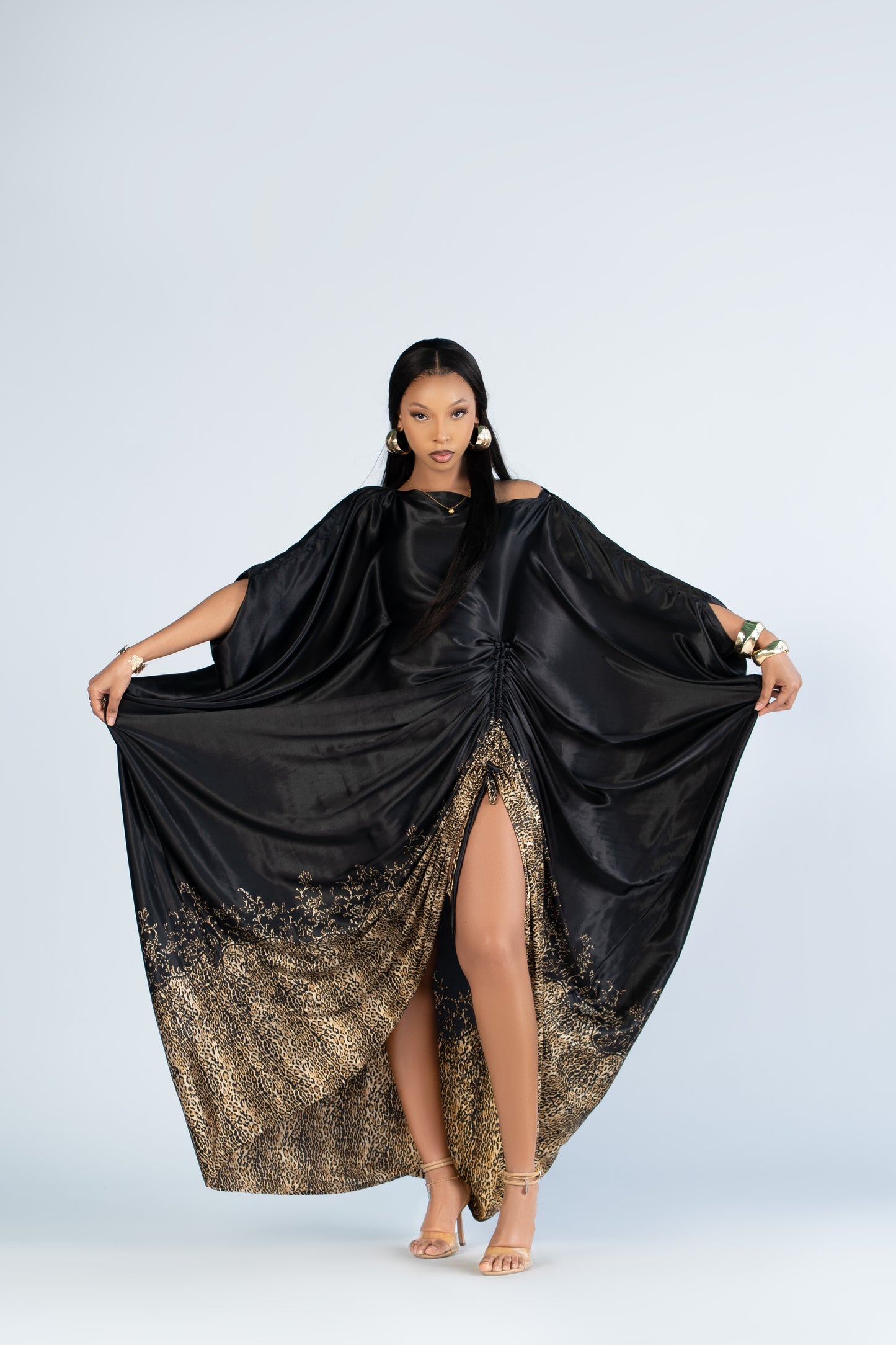 Noir Mirage Kaftan - Silk Maxi Dress