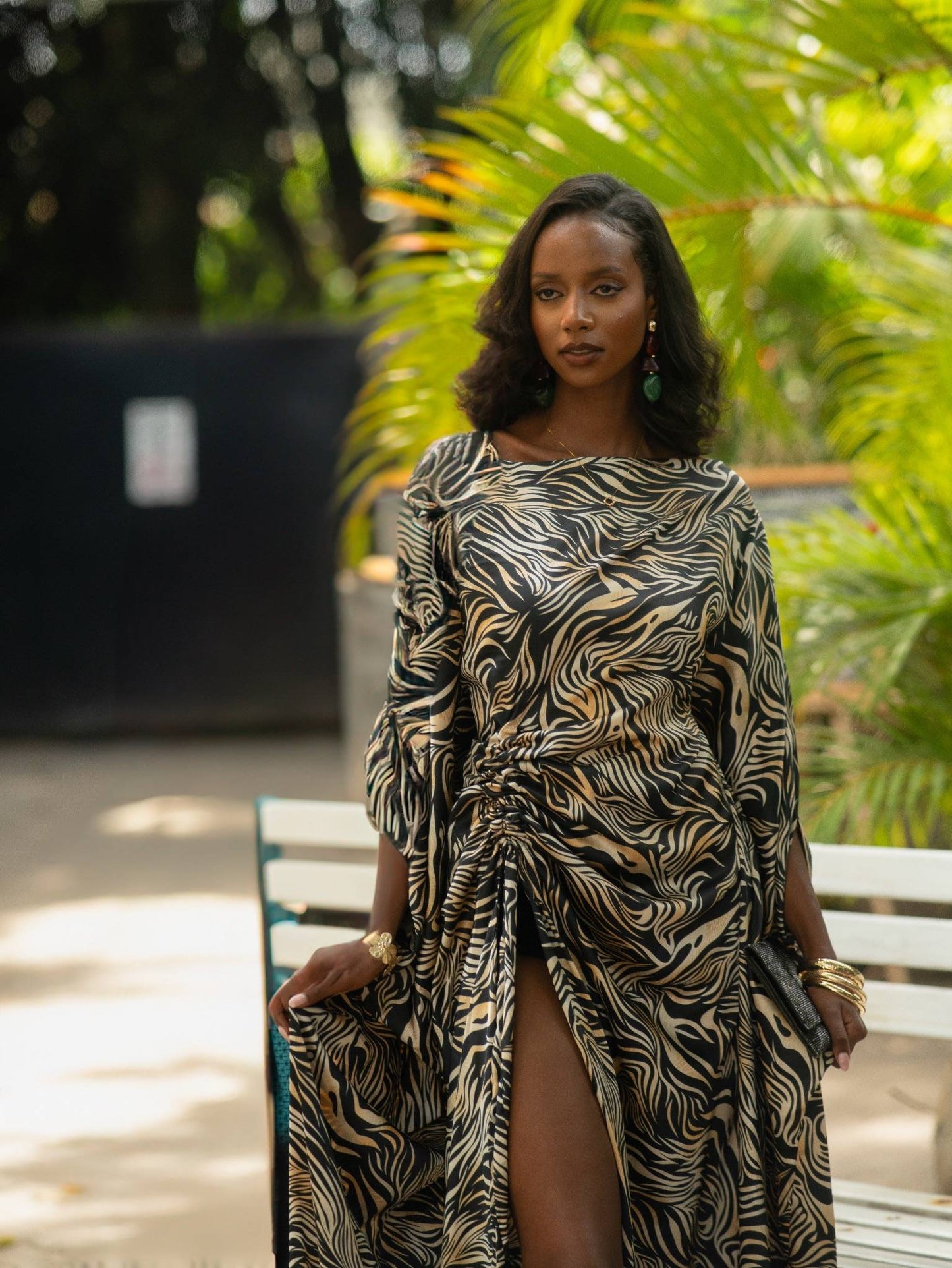 Sahara Swirl -Slit Derac -Maxi Dress