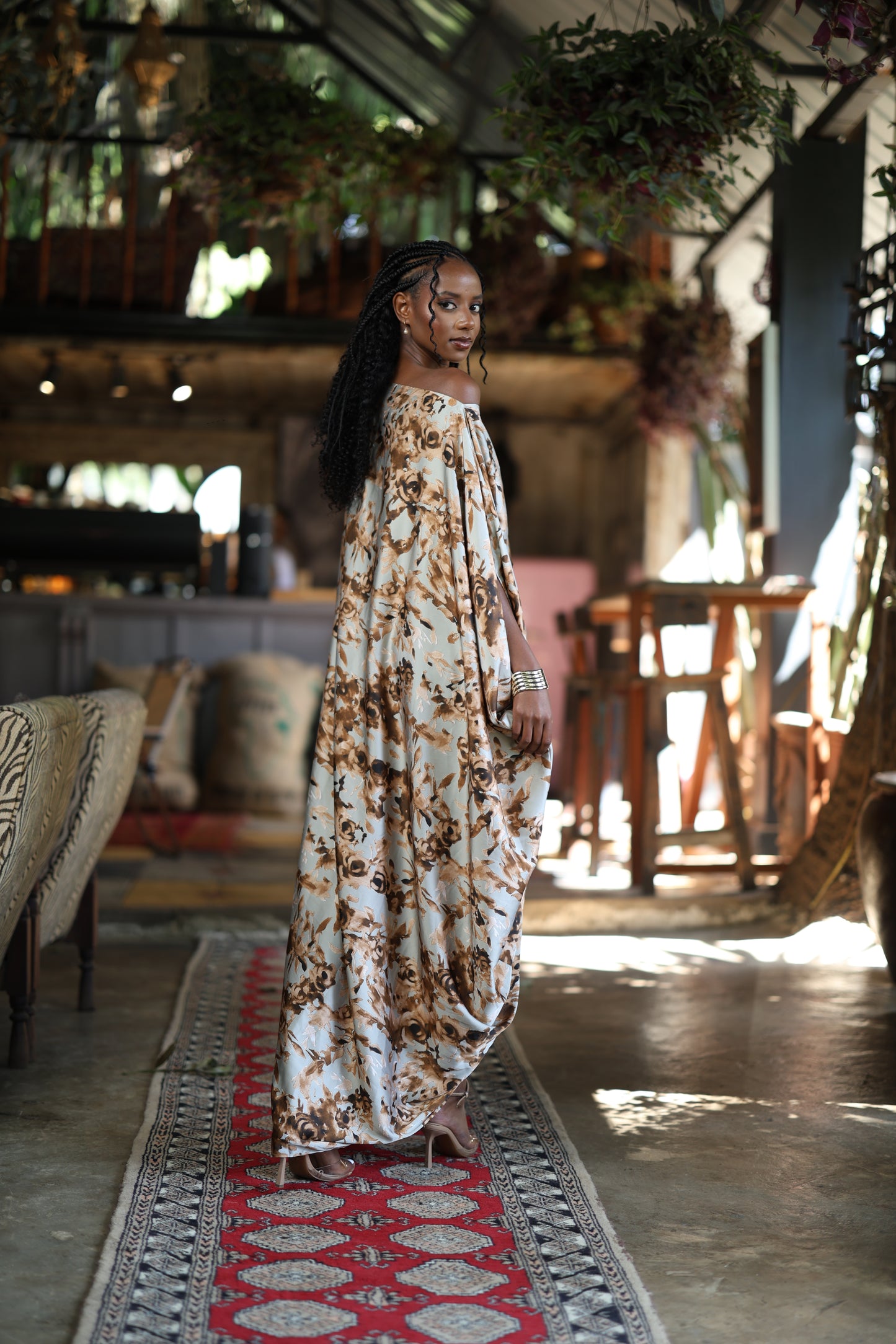 Desert Bloom Kaftan - Silk Maxi Dress