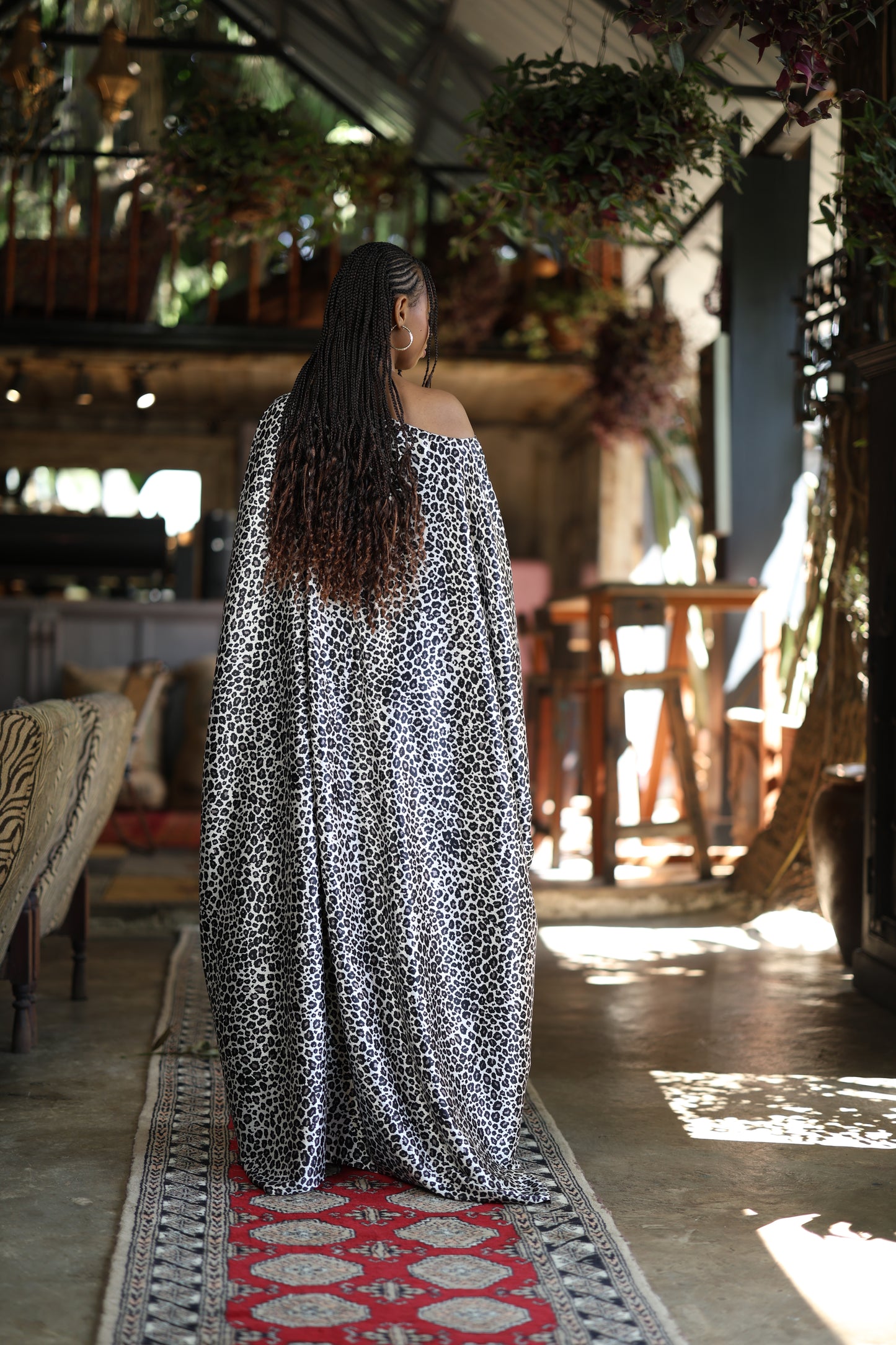 Snow Panther Kaftan - Silk Maxi Dress