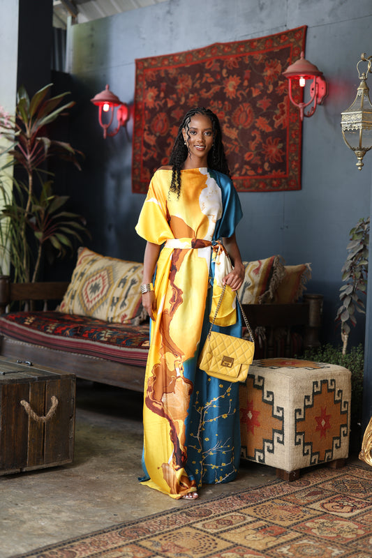 Golden Vista Dera - Silk Maxi Dress
