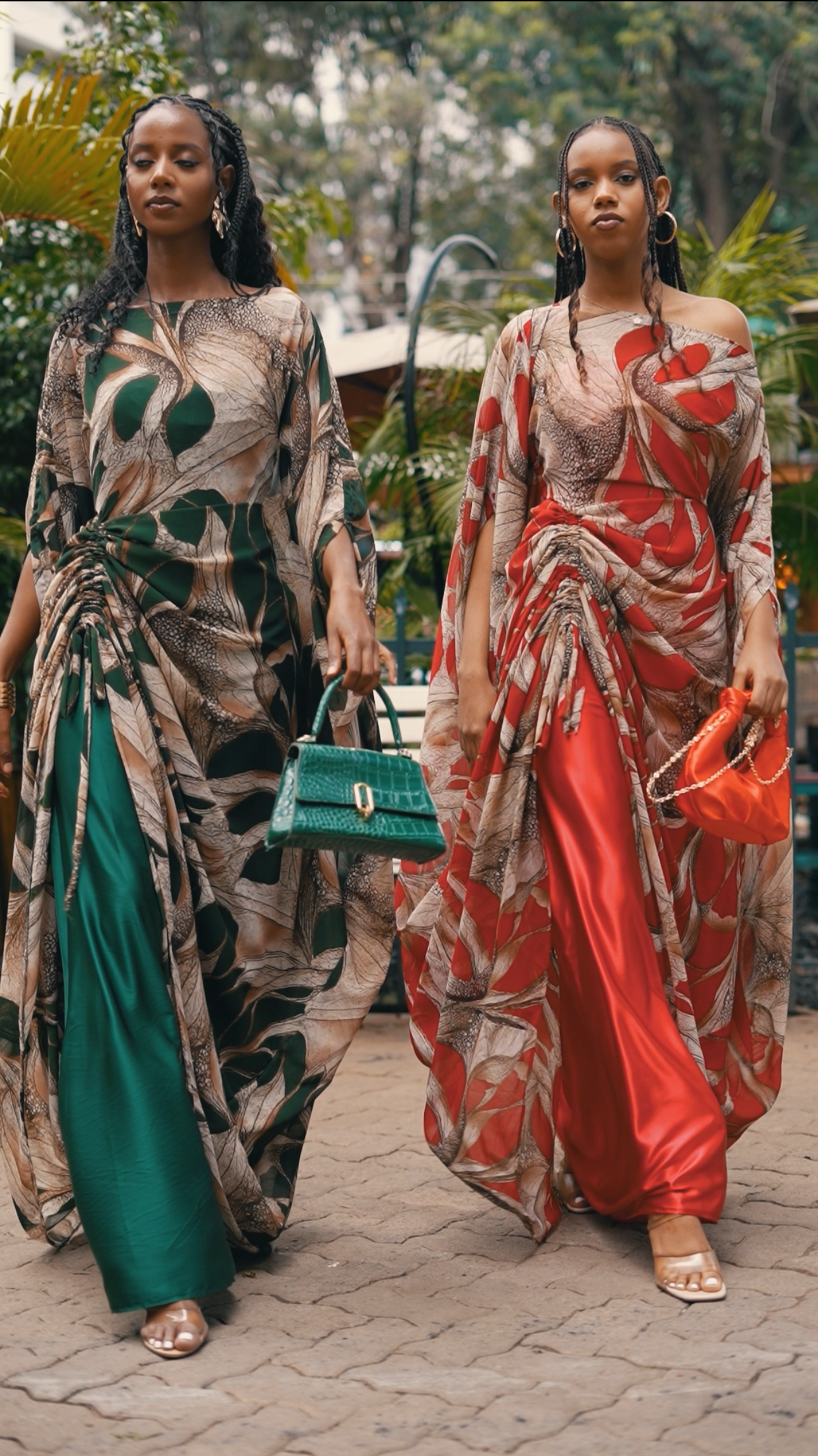 Crimson Canopy Kaftan- Maxi Dress