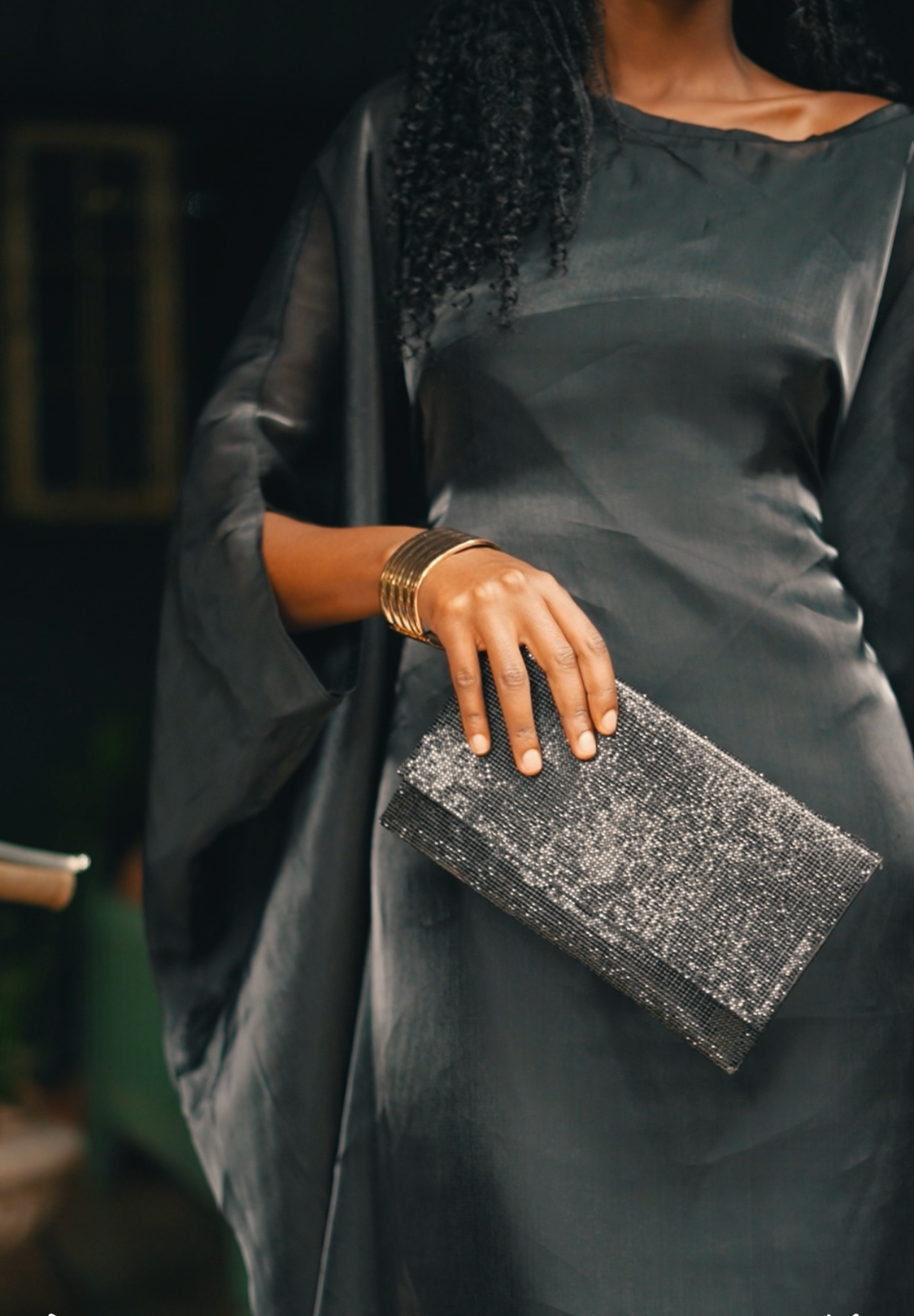 Noir Muse kaftan -Silk Maxi dress