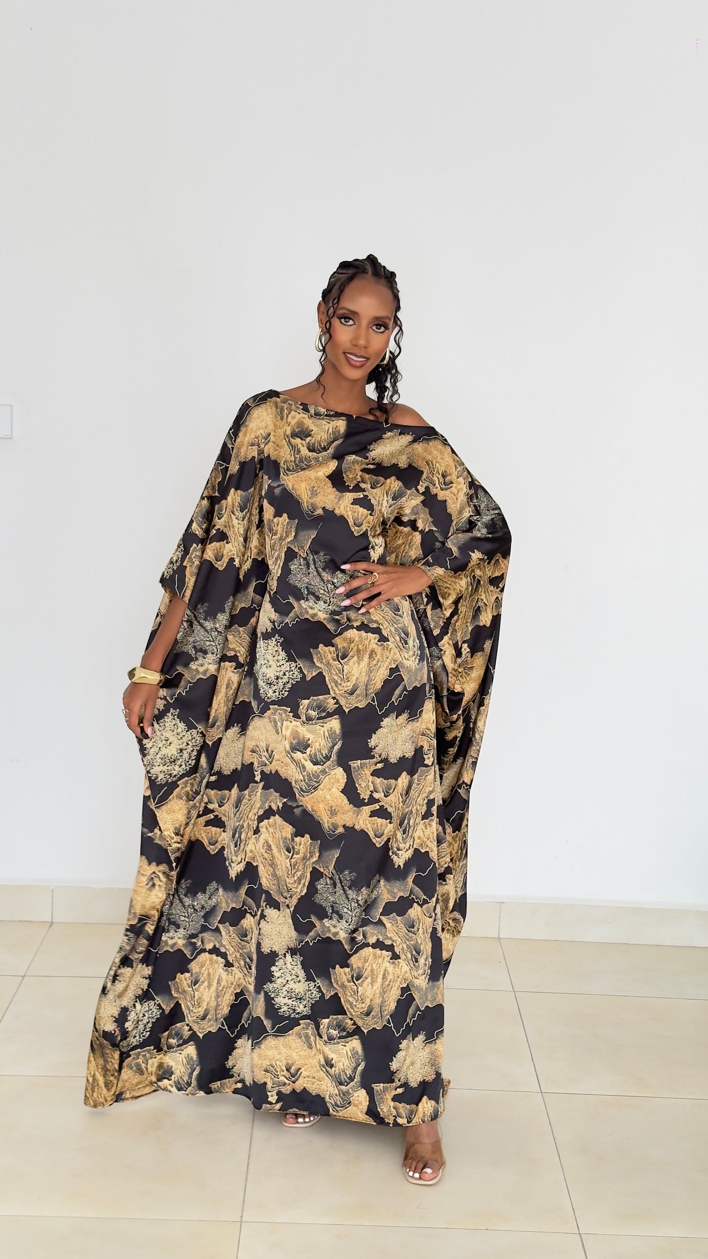 Golden Mirage Kaftan -Silk Maxi Dress
