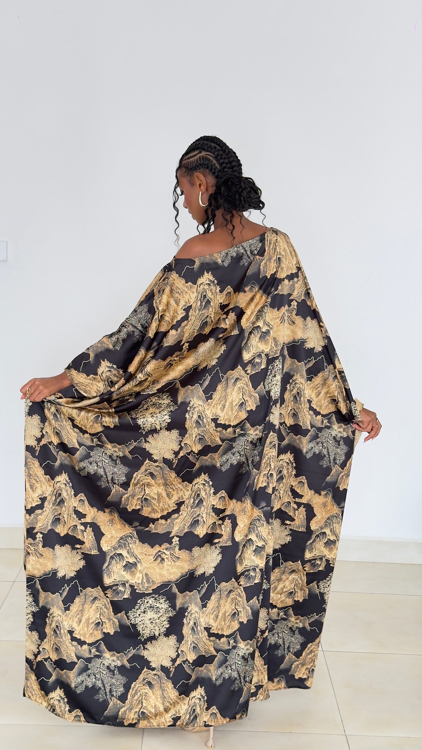 Golden Mirage Kaftan -Silk Maxi Dress