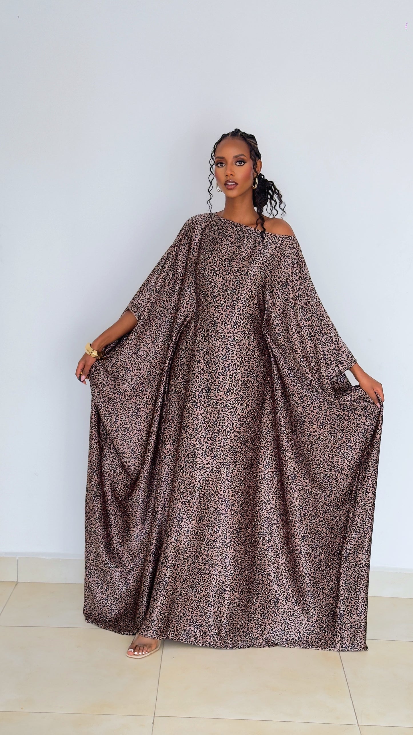 Plum Leopard Kaftan (Dress)-Maxi Dress