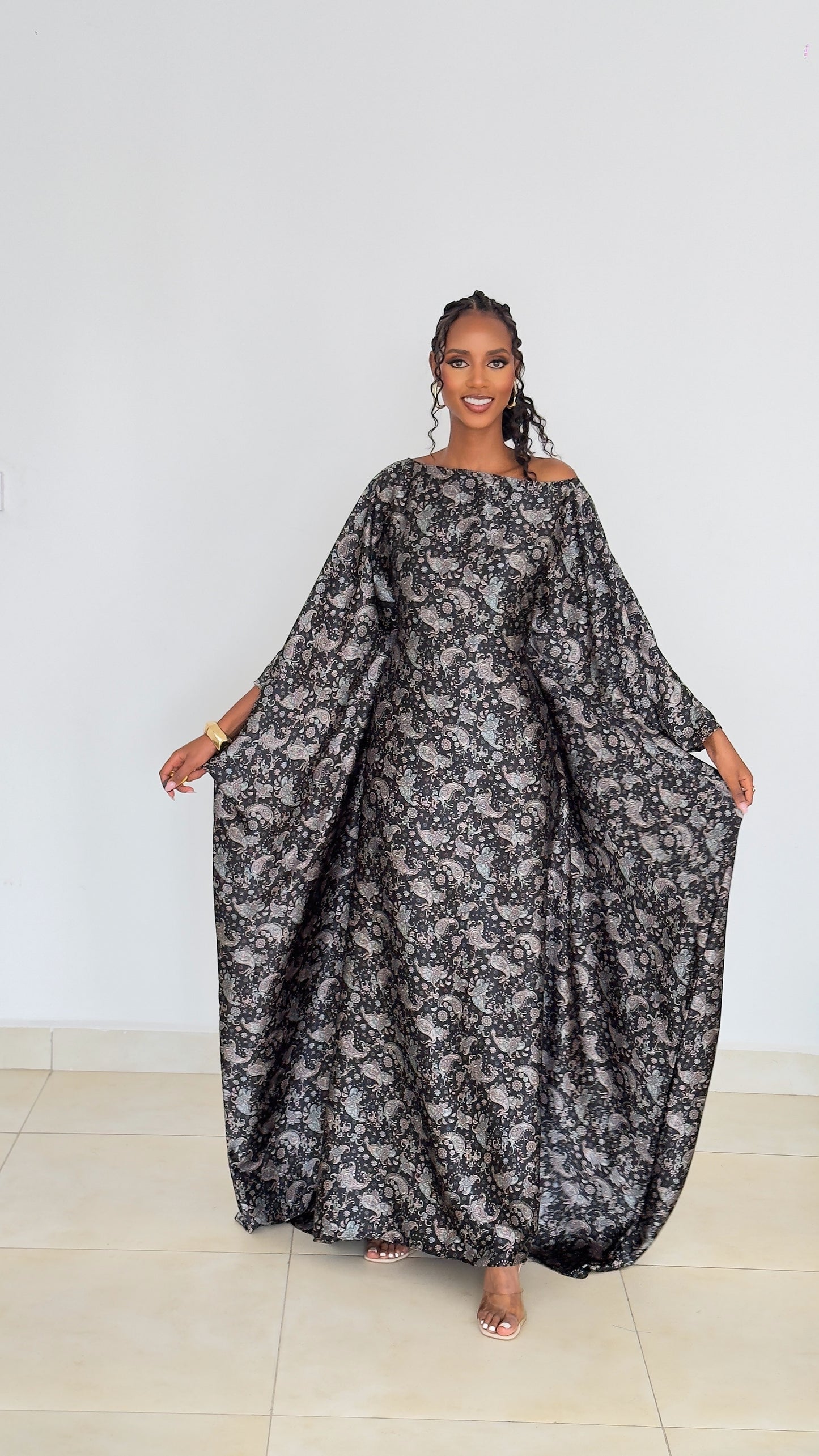 Midnight Paisley Kaftan (Dress)-Maxi Dress