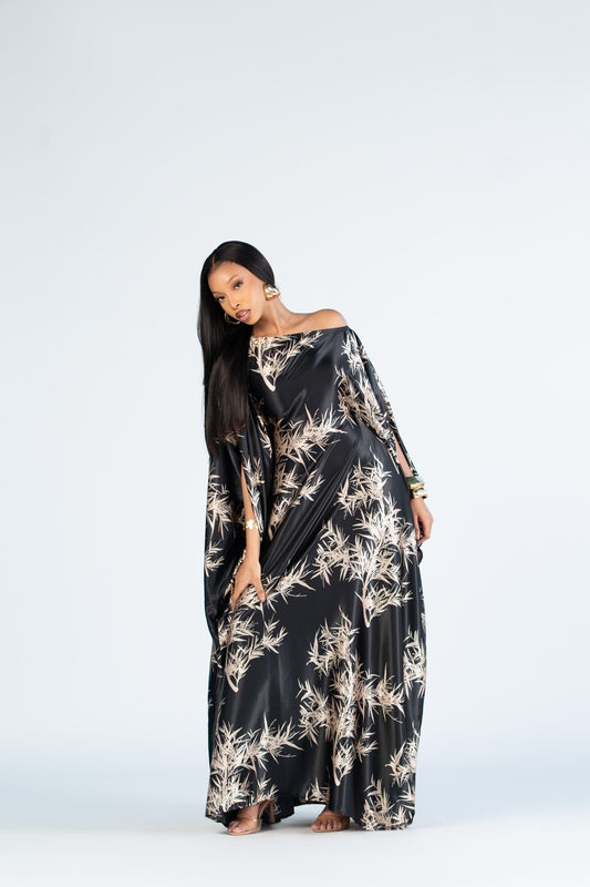 Bamboo Noir  Slit Derac- Maxi Dress