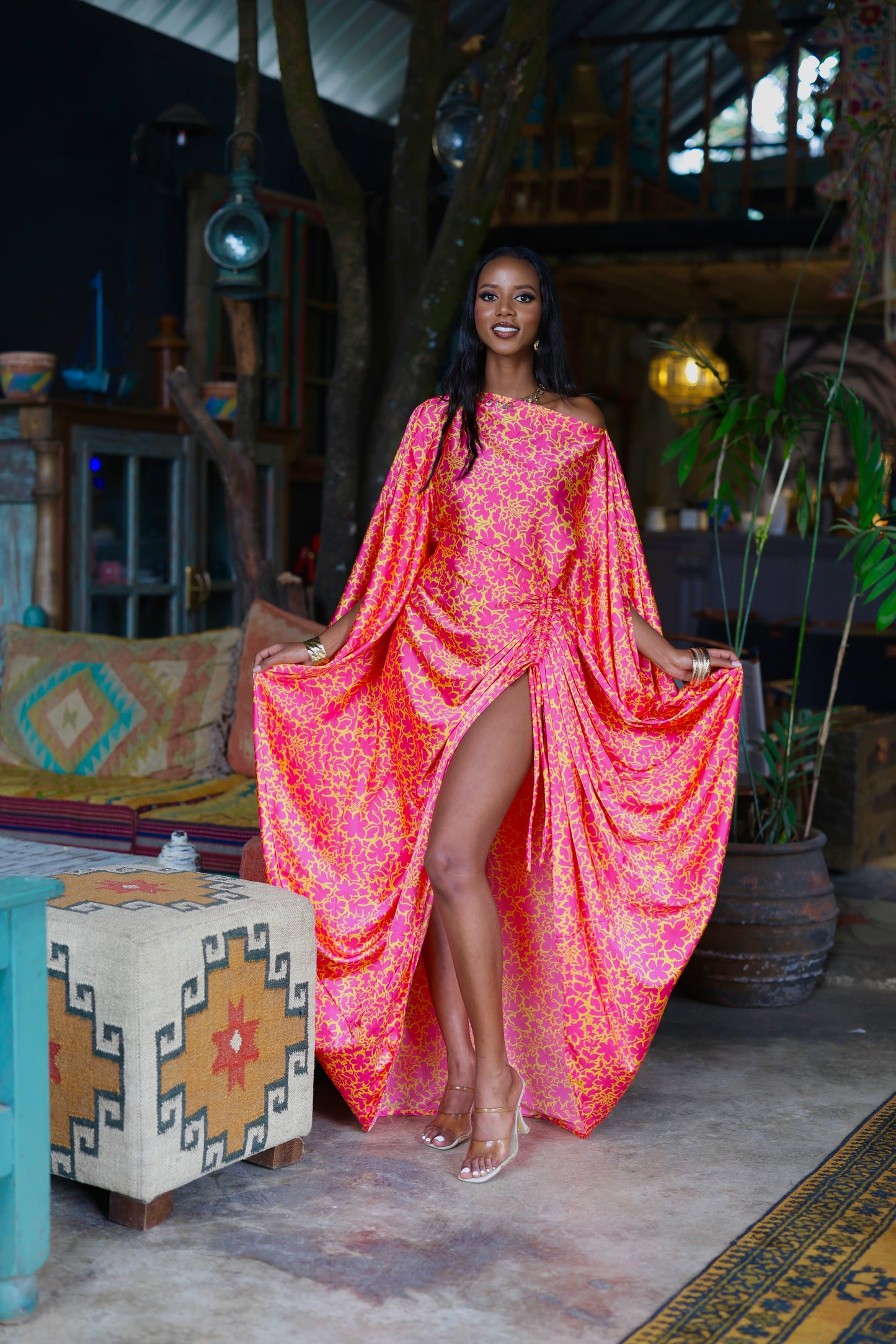 Pink Tide Derac - Silk Maxi Dress