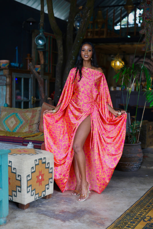Pink Tide Derac - Silk Maxi Dress