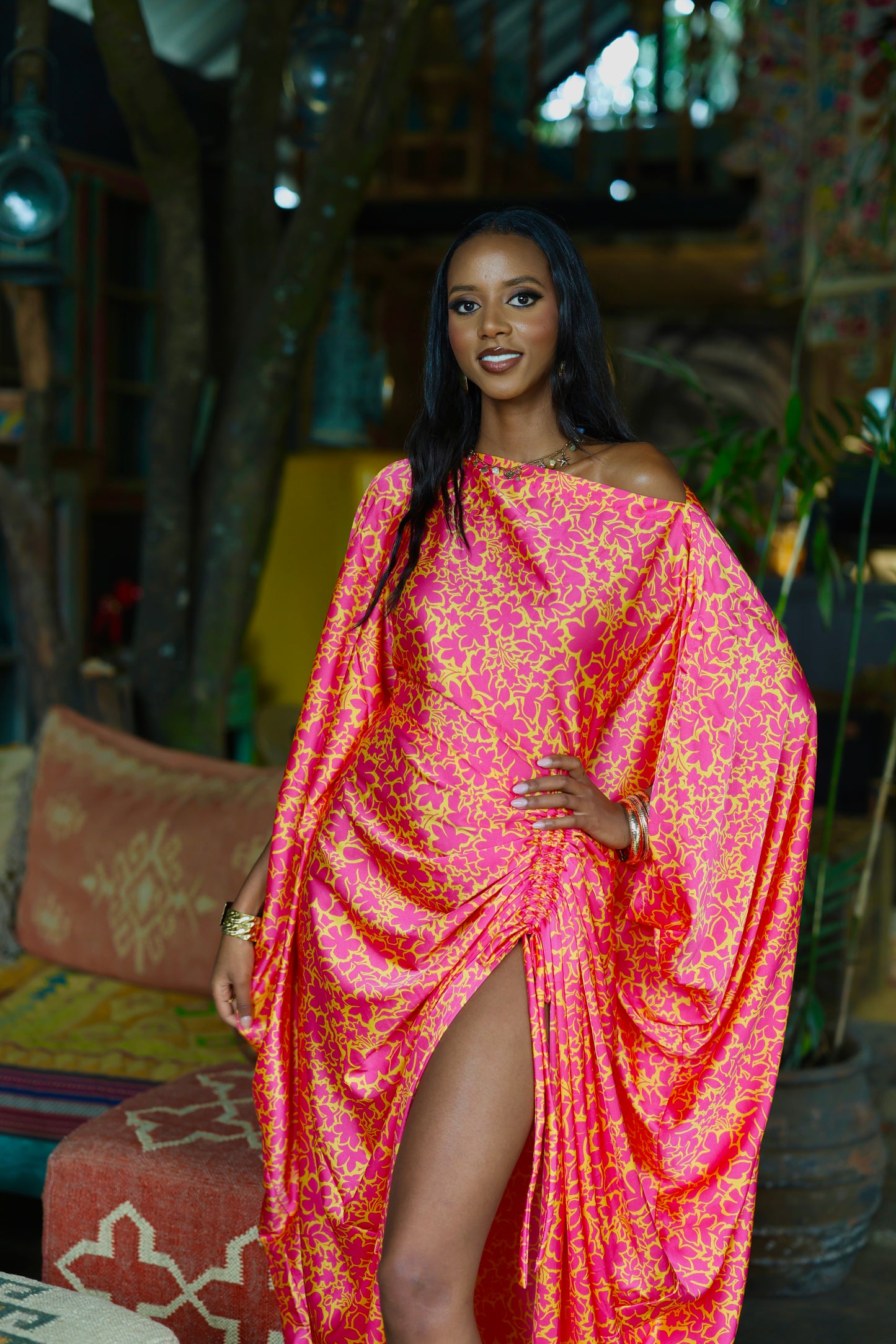 Pink Tide Derac - Silk Maxi Dress