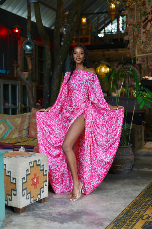 Pink Wave Derac - Silk Maxi Dress