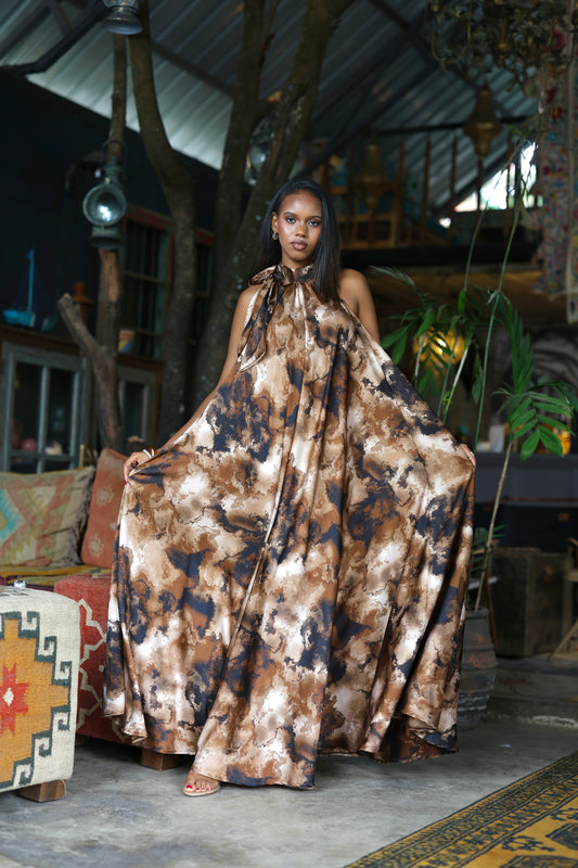 Cocoa Drift Derac - Silk Halter Dress