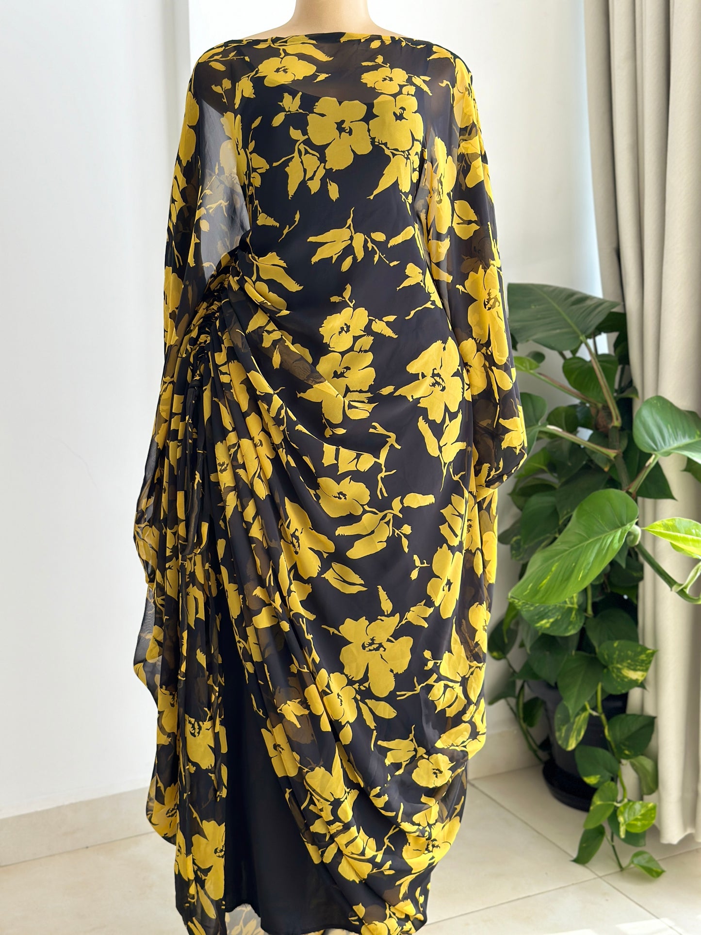 Noir Bloom Kaftan (Dress)-Maxi Dress