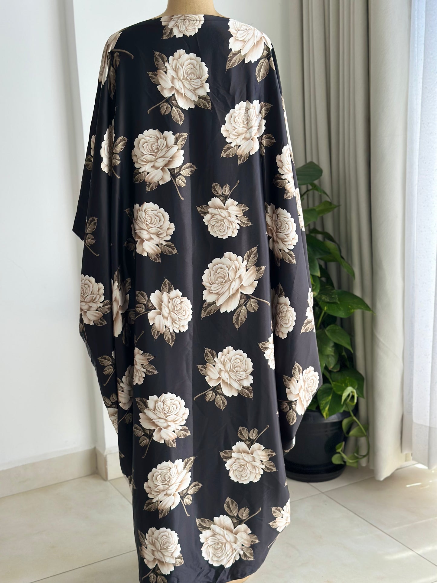 Noir Rose Kaftan - Silk Maxi Dress